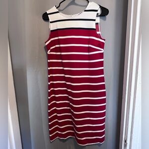 Brooks Brothers Red, White, and Navy Striped Midi Dress